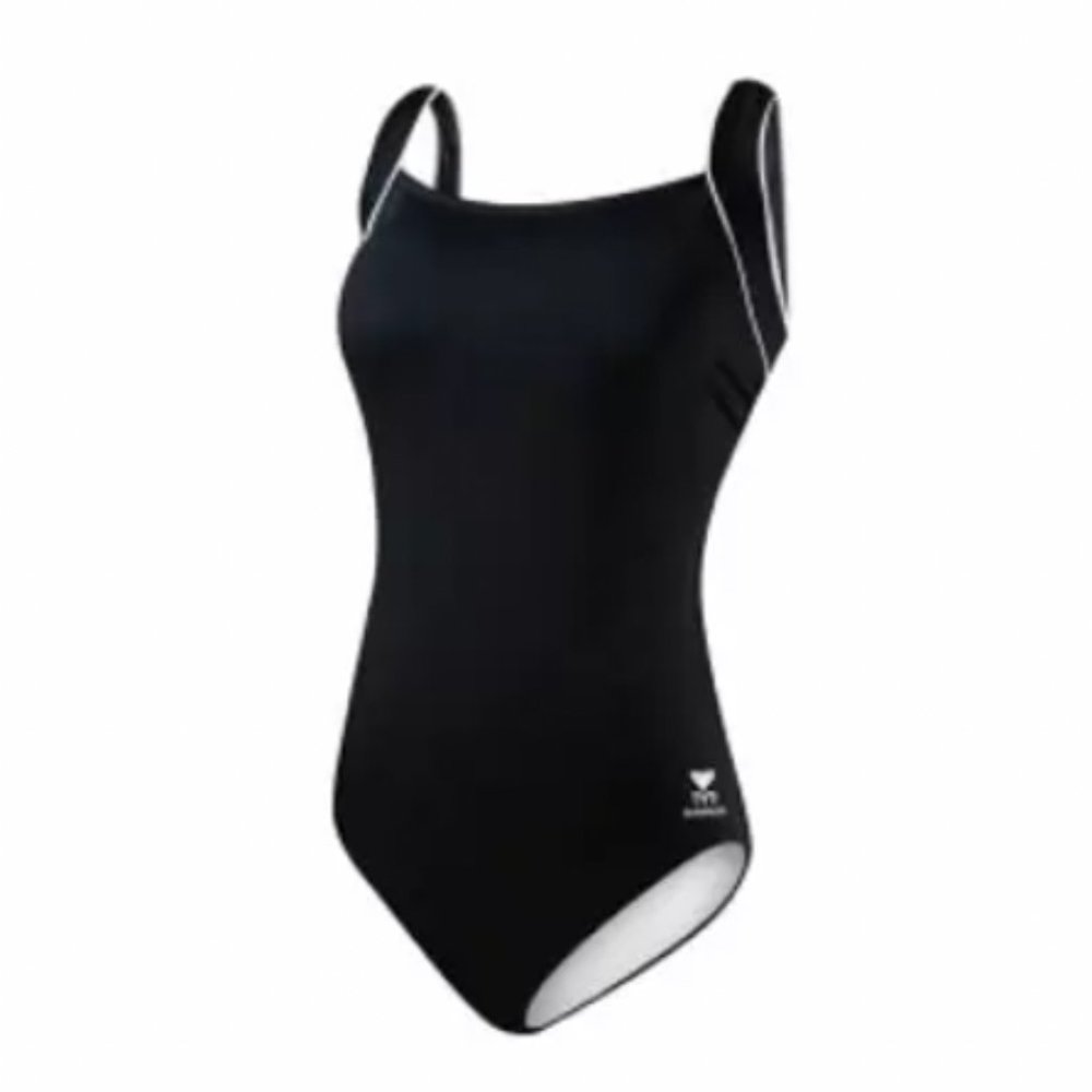 TYR Solid One Piece Black Bathing Suit Swimsuit Women's Size 8 Durafast NEW